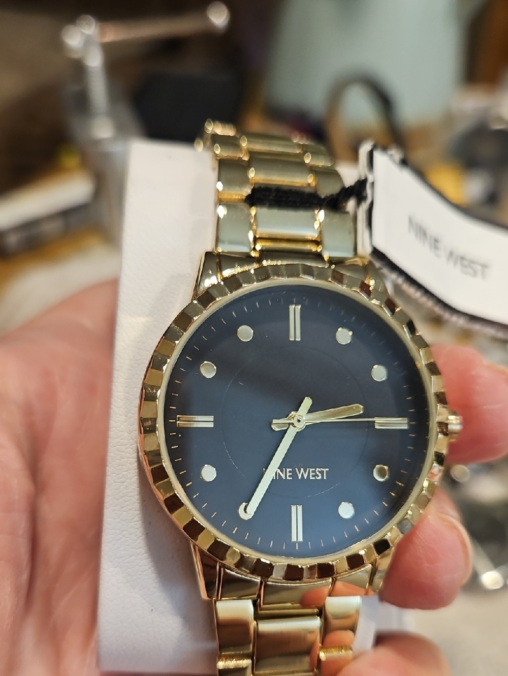 Nine West Gold and Blue Women's Bracelet Watch